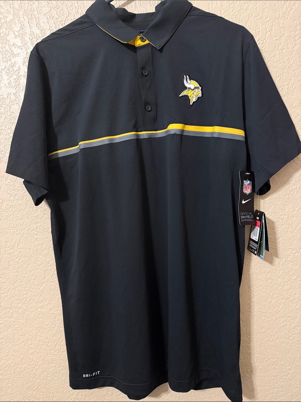 Nike Black Polo with Yellow Accent and Team Logo